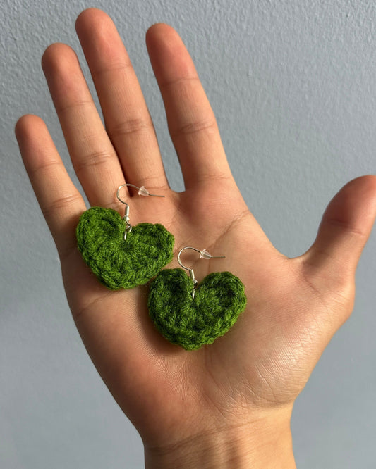 Crocheted Heart Earrings