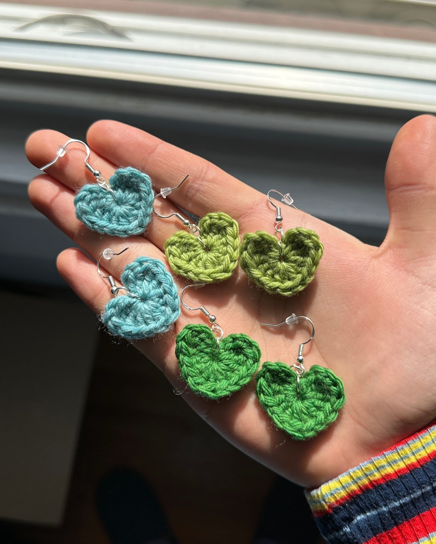 Crocheted Heart Earrings